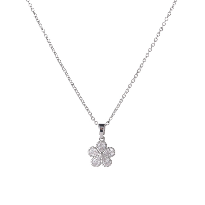 RHODIUM PLATED NECKLACE WITH CUBIC ZIRCONIA STONES N1633