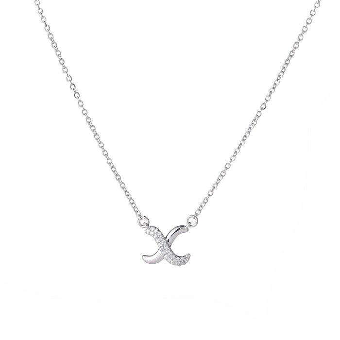 RHODIUM PLATED NECKLACE WITH CUBIC ZIRCONIA STONES N1671