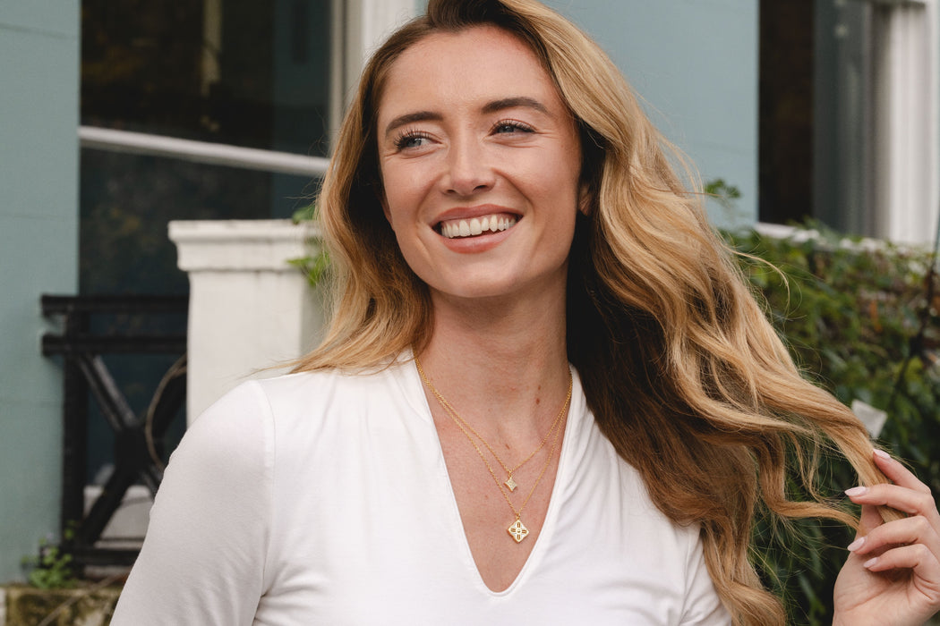 GOLD PLATED NECKLACE WITH CUBIC ZIRCONIA STONES N1857