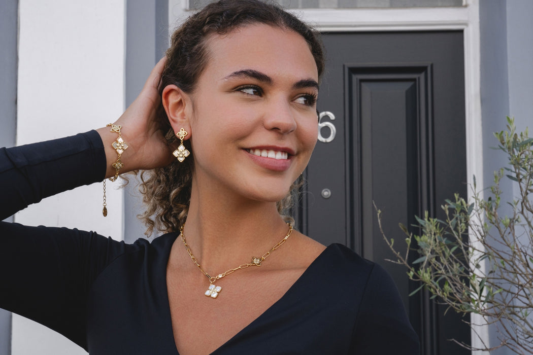GOLD PLATED NECKLACE WITH CUBIC ZIRCONIA STONES N1861GOLD