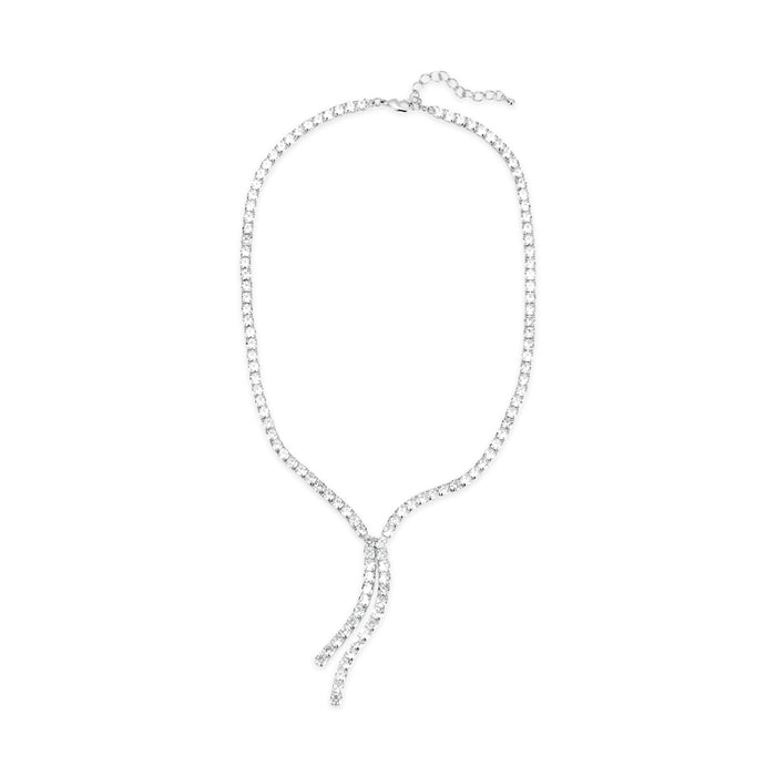 RHODIUM PLATED NECKLACE WITH CUBIC ZIRCONIA STONES N1874