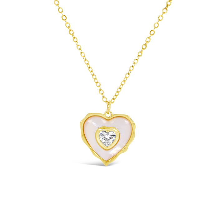 18K GOLD PLATED NECKLACE  WITH CUBIC ZIRCONIA STONES AND MOTHER OF PEARL .WITH A FREE GIFT BOX.N2015GOLD