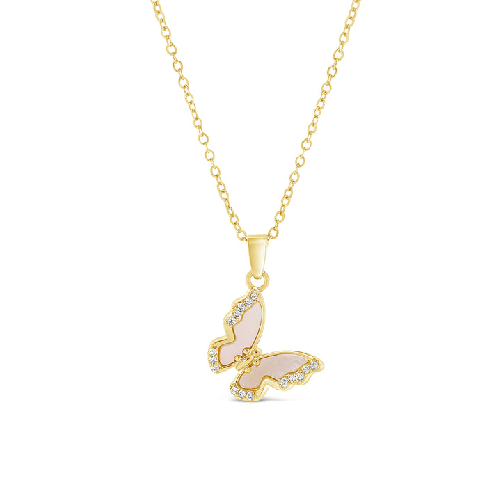 18K GOLD PLATED NECKLACE  WITH CUBIC ZIRCONIA STONES AND MOTHER OF PEARL .WITH A FREE GIFT BOX.N2016GOLD
