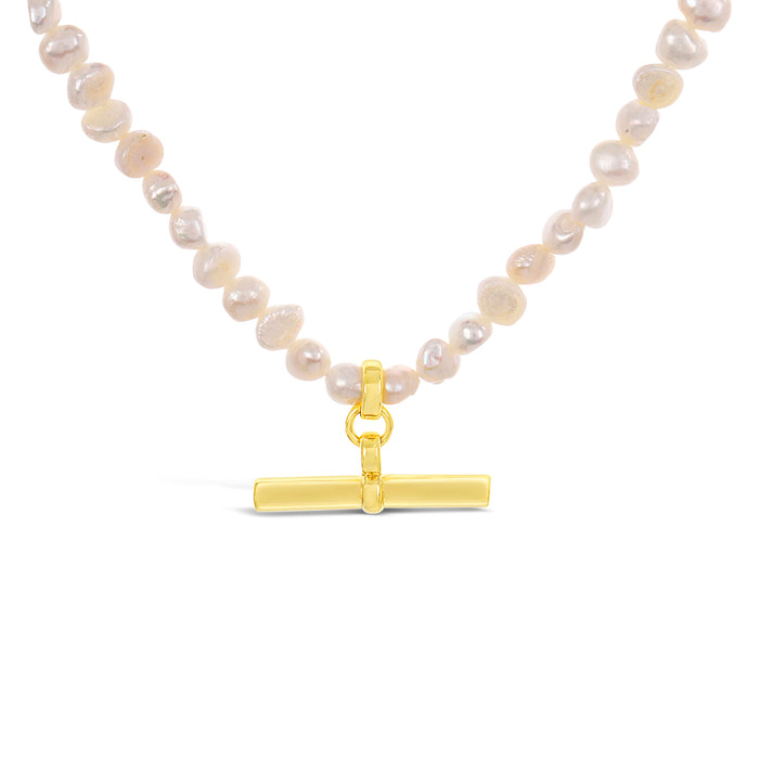18K GOLD PLATED NECKLACE WITH FRESH WATER PEARL.WITH A FREE GIFT BOX.N2025GOLD