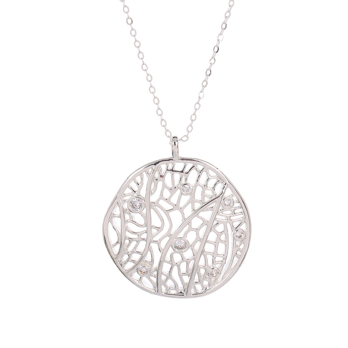 SILVER PLATED NECKLACE  WITH CUBIC ZIRCONIA STONES.WITH A FREE GIFT BOX.N2026SILVER