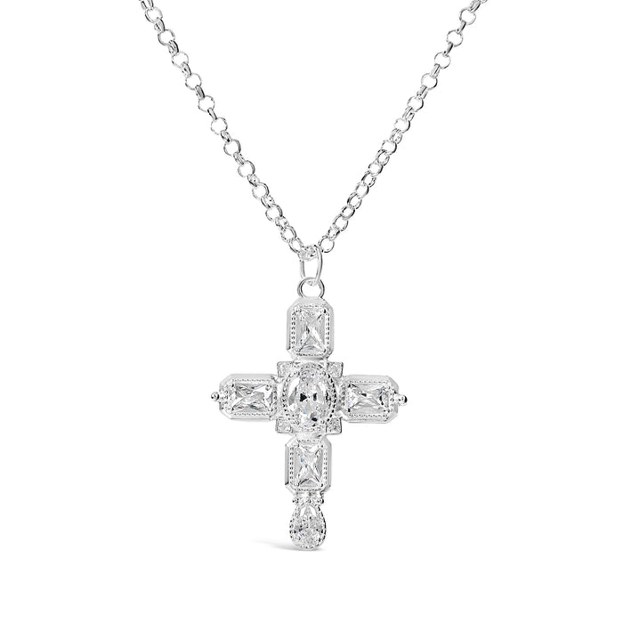 SILVER PLATED NECKLACE WITH CUBIC ZIRCONIA STONES.WITH A FREE GIFT BOX.N2047WHITE