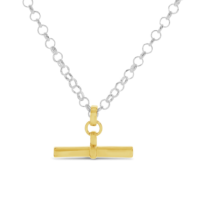 SILVER AND 18K GOLD PLATED NECKLACE WITH A FREE GIFT BOX.N2055