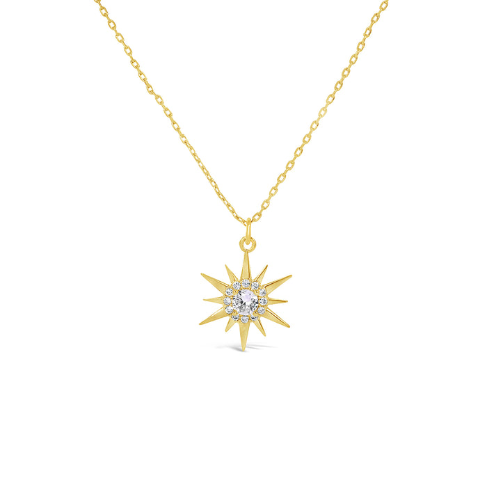 14K GOLD PLATED NECKLACE WITH CUBIC ZIRCONIA STONES. N2133GOLD WITH A FREE GIFT BOX