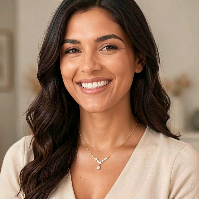 14K GOLD PLATED NECKLACE WITH CUBIC ZIRCONIA STONES.N2134 WITH A FREE GIFT BOX