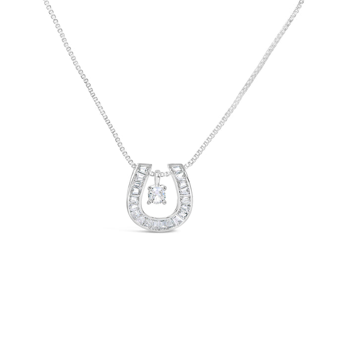 SILVER  PLATED NECKLACE WITH CUBIC ZIRCONIA STONES.N2135 WITH A FREE GIFT BOX