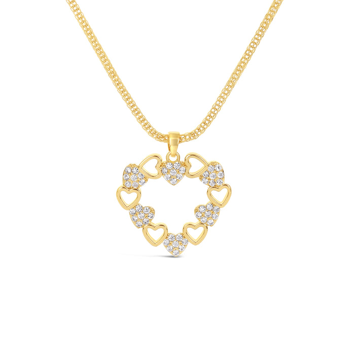 14K GOLD PLATED NECKLACE WITH CUBIC ZIRCONIA STONES.N2138 WITH A FREE GIFT BOX