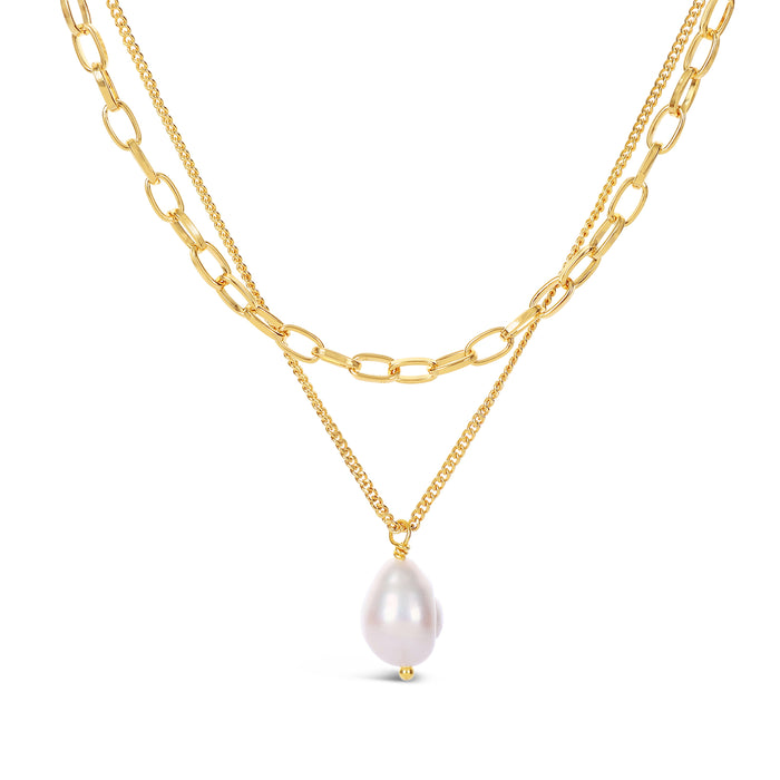 14K GOLD  PLATED FRESHWATER PEARL NECKLACE  N2152 WITH A FREE GIFT BOX