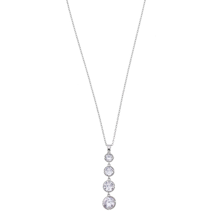 RHODIUM PLATED NECKLACE WITH CUBIC ZIRCONIA STONES N667 WITH A FREE GIFT BOX