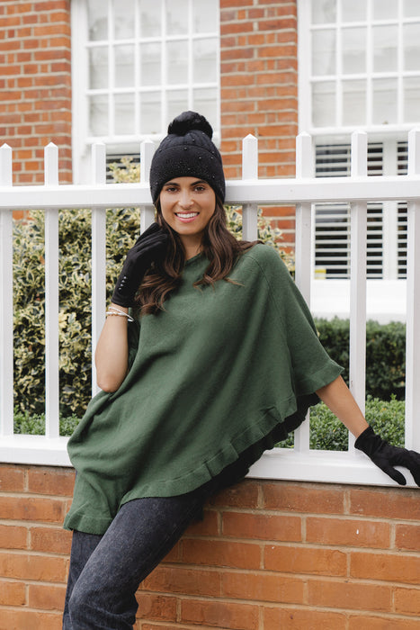 Lara' our Cashmere Mix Poncho in Moorland Green LARA - MOORLAND GREEN