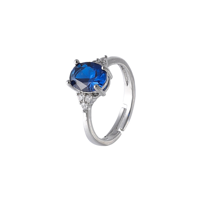 RHODIUM PLATED ADJUSTABLE RING WITH CUBIC ZIRCONIA STONES R1664