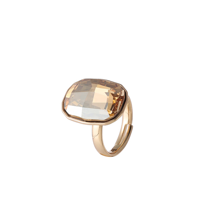 GOLD PLATED ADJUSTABLE SIZE CRYSTAL RING R1704