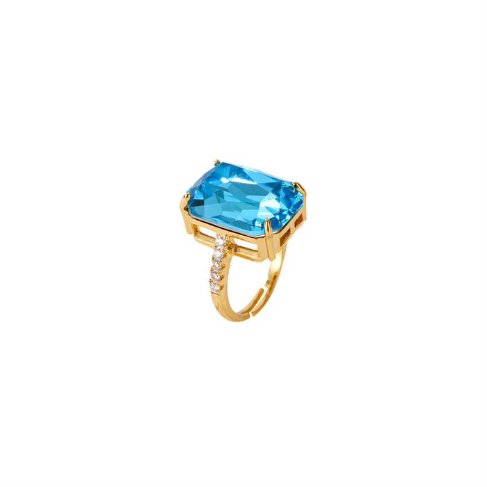 GOLD PLATED ADJUSTABLE SIZE RING R1882AQUA