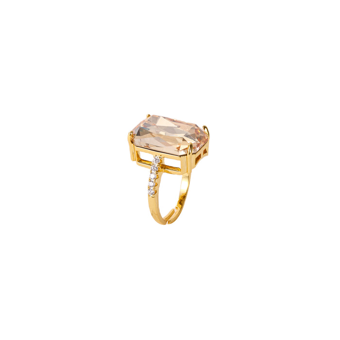 GOLD PLATED ADJUSTABLE SIZE RING   R1882CHAMPAGNE