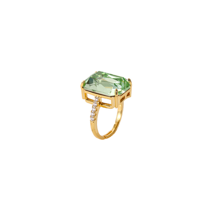 GOLD PLATED ADJUSTABLE SIZE RING   R1882GREEN