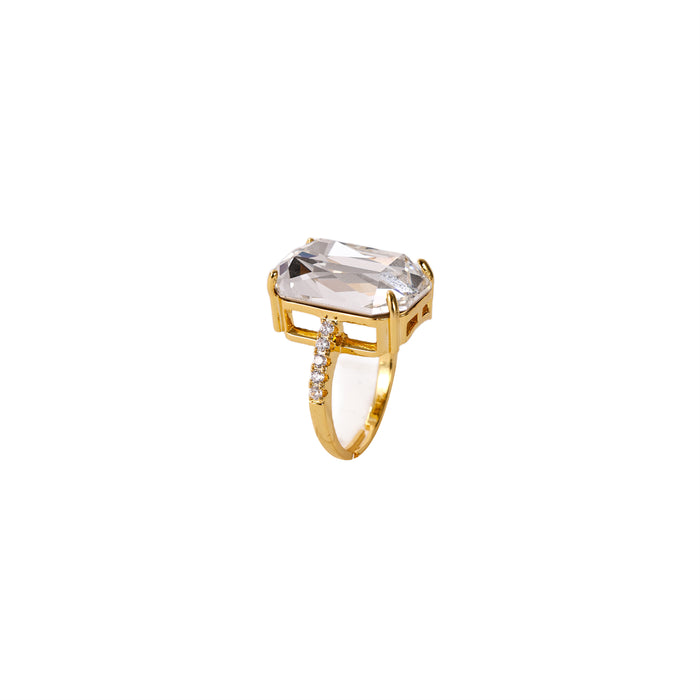 GOLD PLATED ADJUSTABLE SIZE RING    R1882WHITE