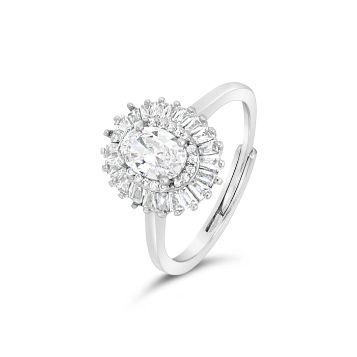 RHODIUM PLATED CUBIC ZIRCONIA RING WITH A FREE GIFT BOX R2127CLEAR