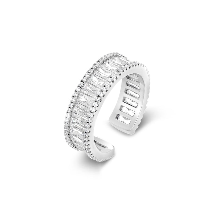 RHODIUM PLATED CUBIC ZIRCONIA RING WITH A FREE GIFT BOX R2131