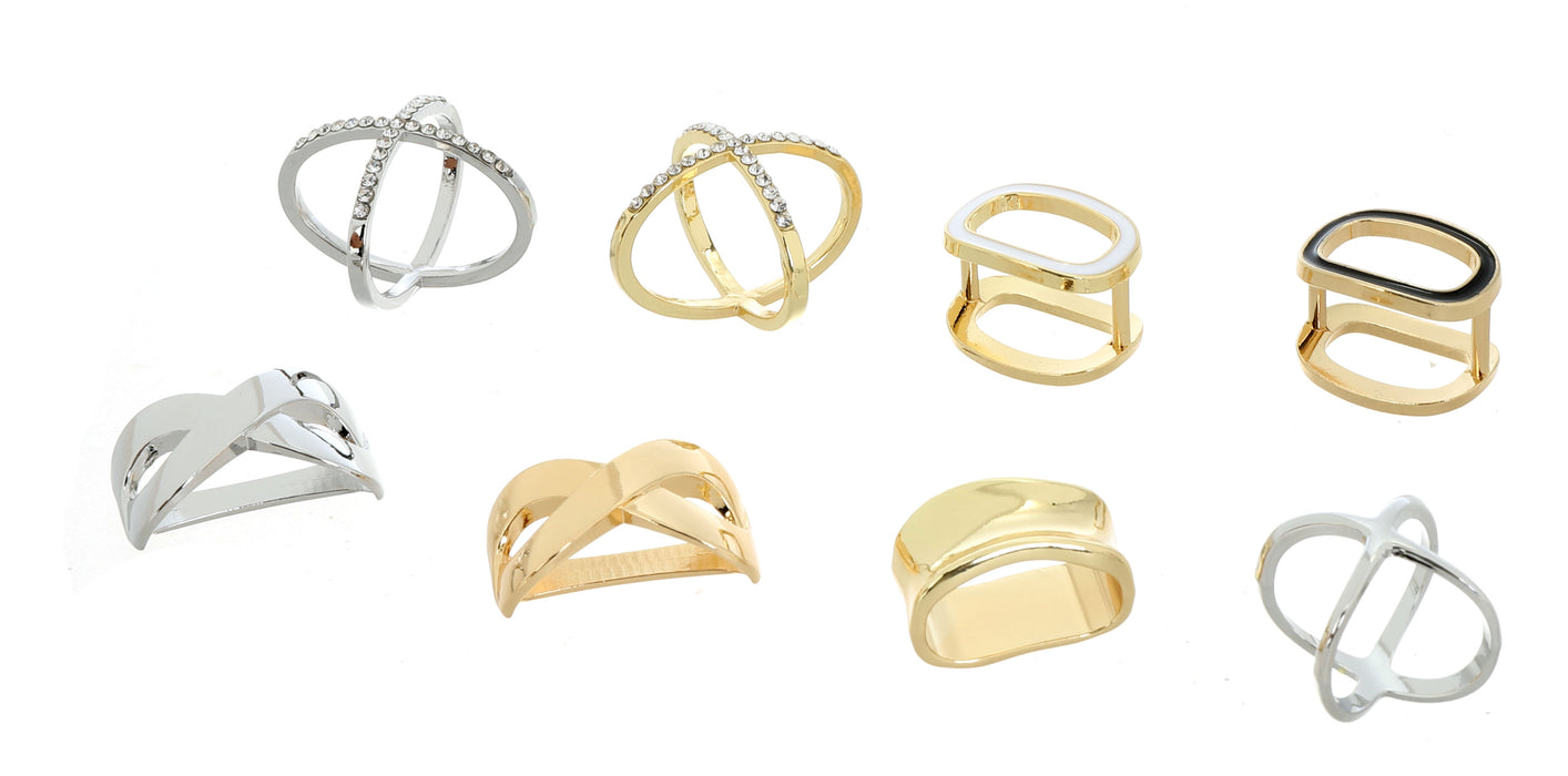 PACK OF 8 ASSORTED SCARF RINGS